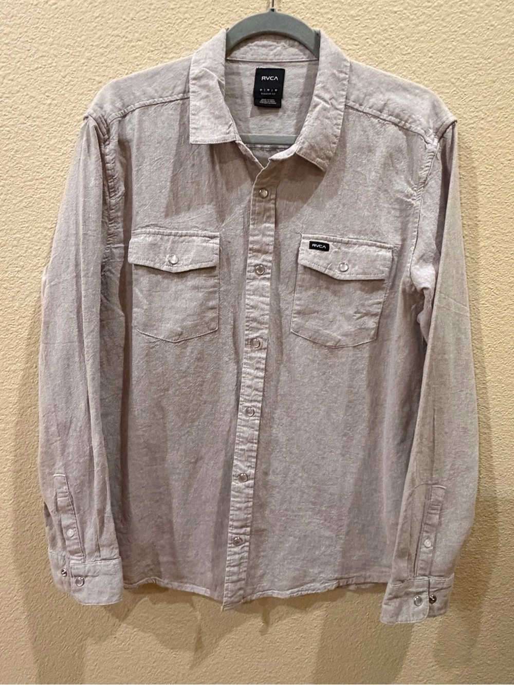 RVCA Light Beige Long-Sleeve Button-Up Shirt